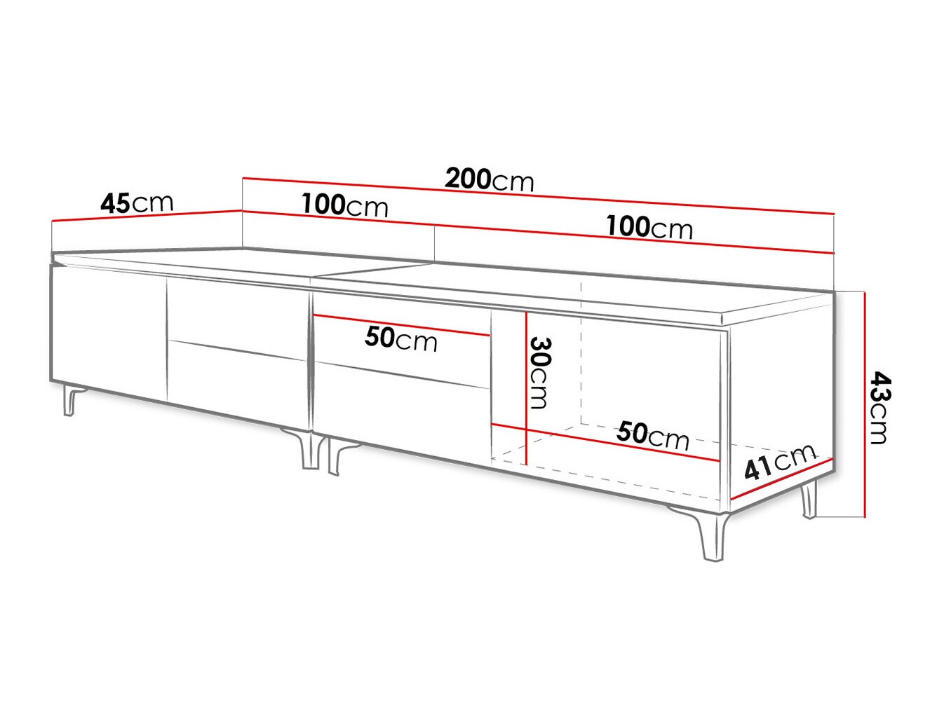 TV-Möbel Hortus I (Weiß + Weiß glänzend)
