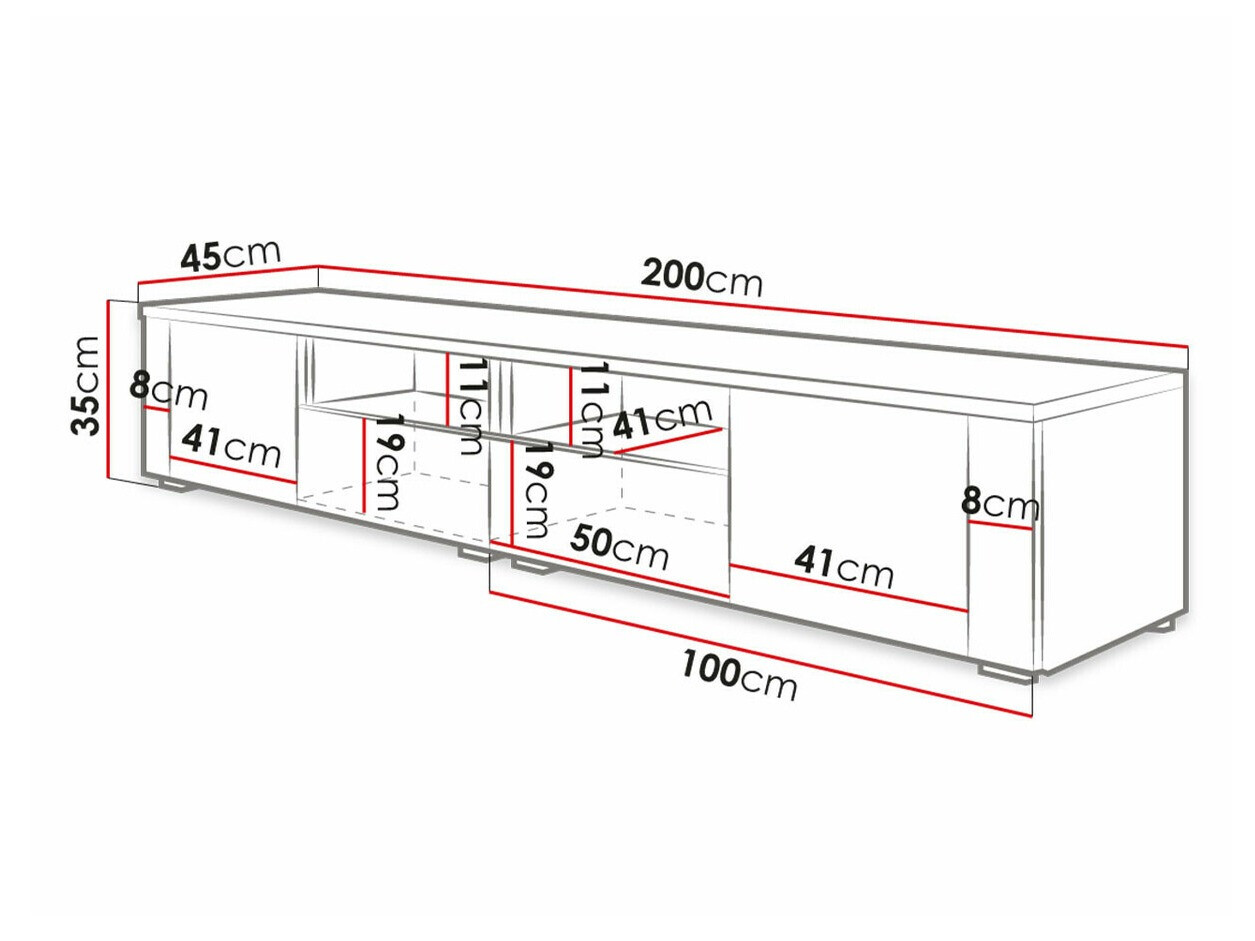 TV-Möbel Nashville 127 (Weiß + Weiß glänzend)