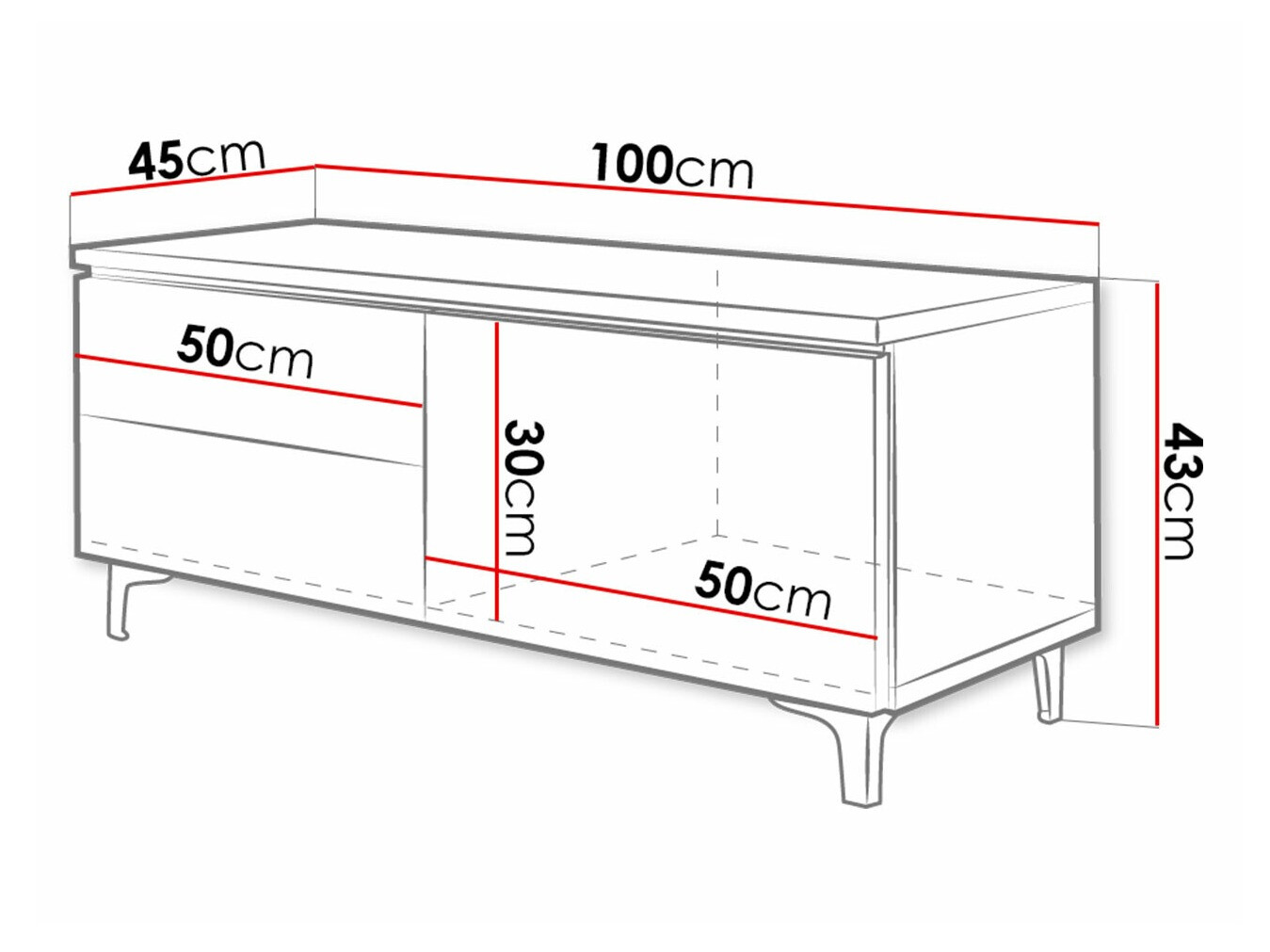 TV-Möbel Uva VI (Weiß + Schwarz glänzend)
