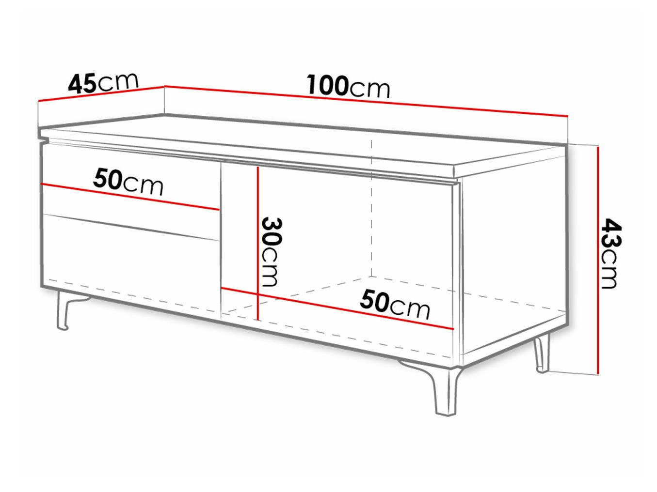 TV-Möbel Uva VI (Weiß + Weiß glänzend)
