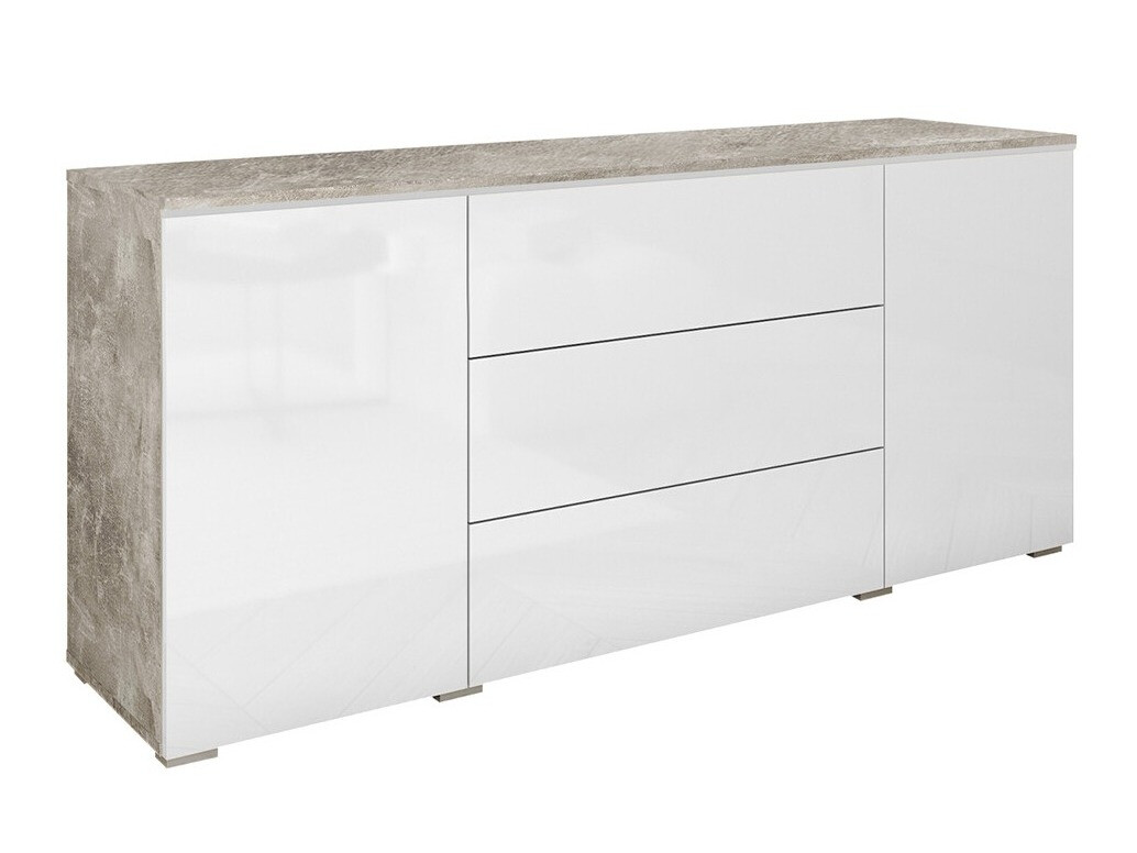 Kommoden Mirfivo 102 (Beton + Weiß glänzend)