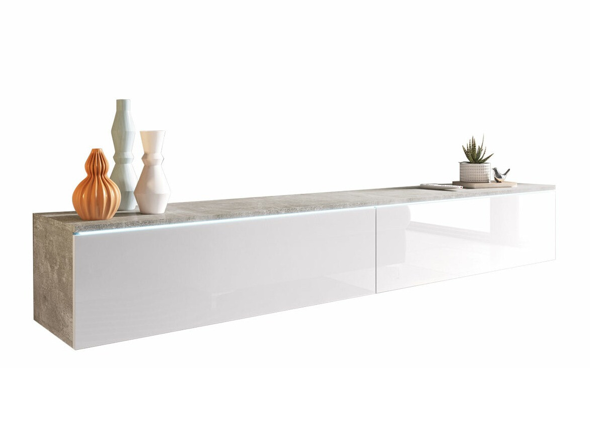 TV-Möbel Scientia I (Beton + Weiß glänzend)