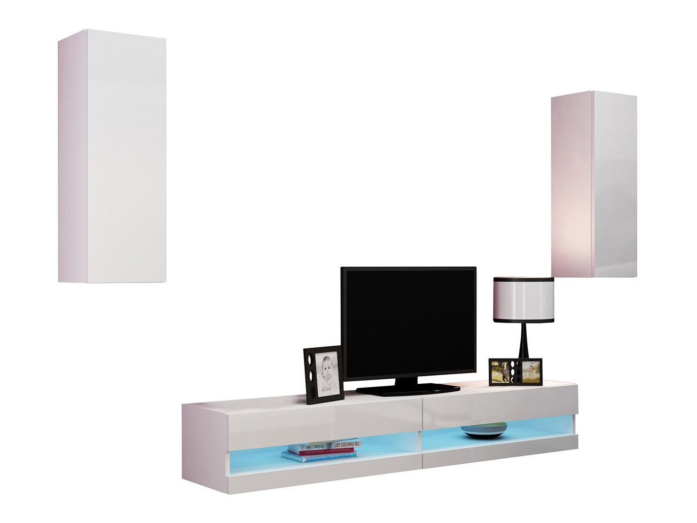 Wohnzimmer-Sets Venenou 142 (Weiß + Weiß glänzend)