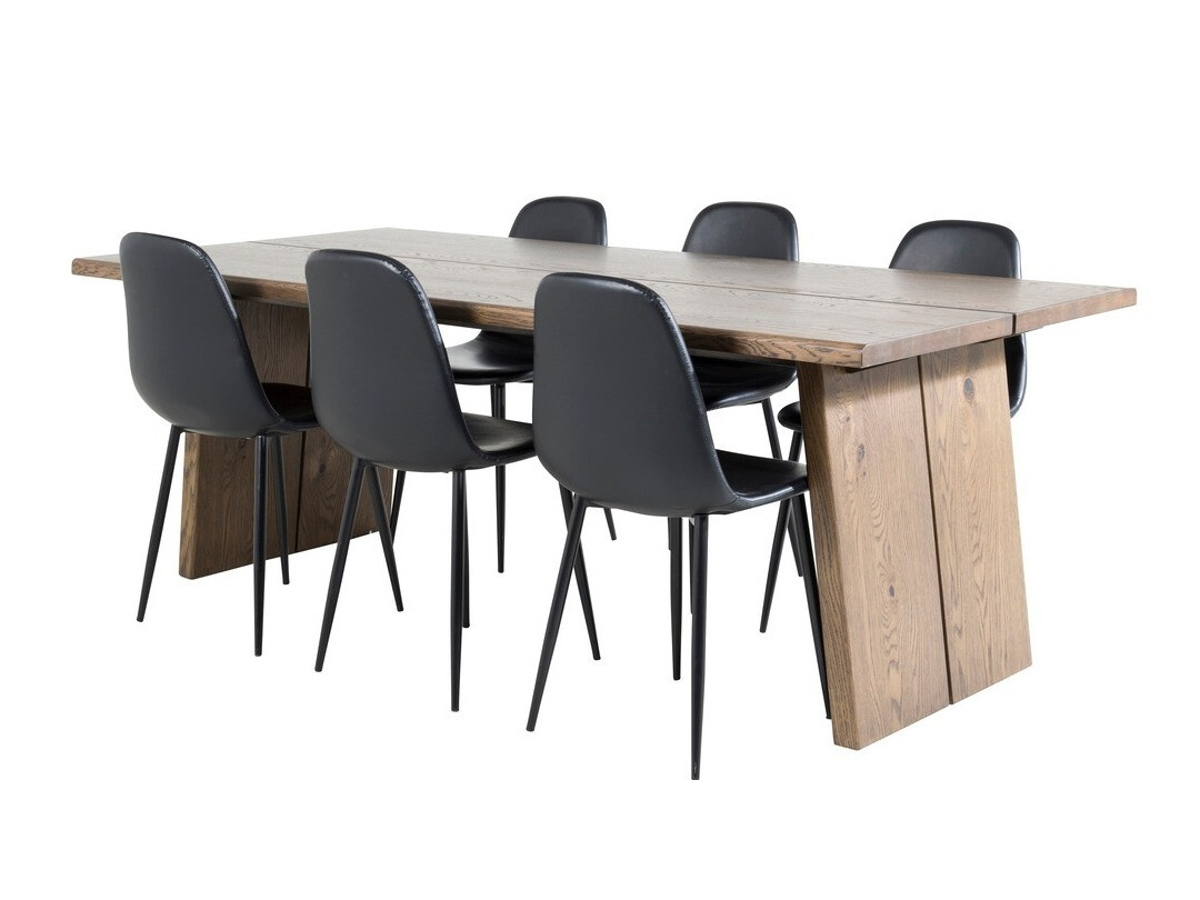Essgruppe Dallas 1841 (Eichenholzoptik dunkel + Schwarz)