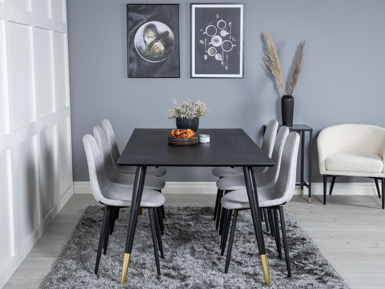 Essgruppe Dallas 2594 (Schwarz + Messing)