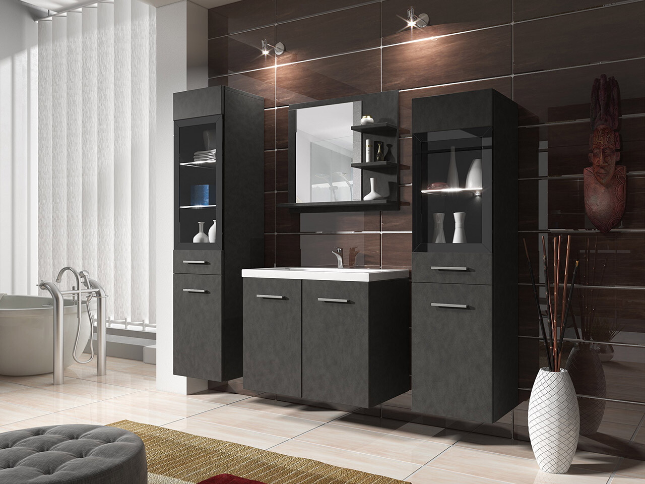 Badezimmer-Set Scientia IV (Matera grau)
