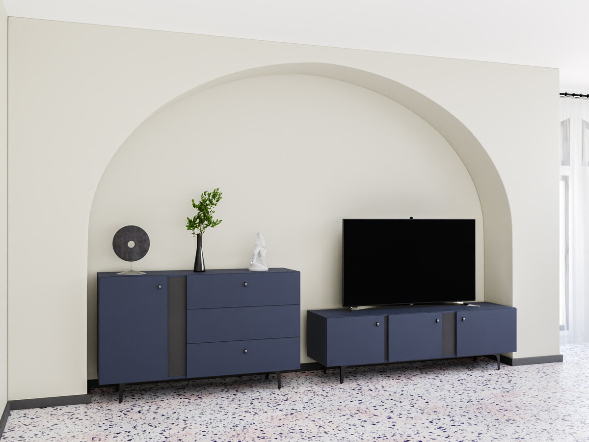 Wohnzimmer-Sets Fresno AF108 (Blau)