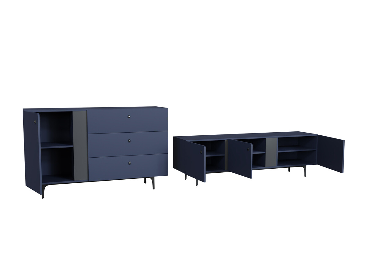 Wohnzimmer-Sets Fresno AF108 (Blau)