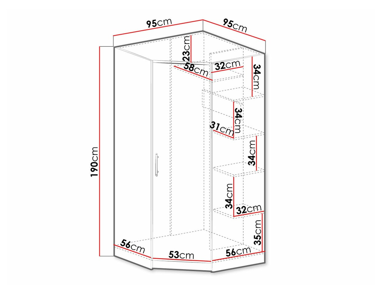 Eckkleiderschrank Cavmero 106 (Sonoma Eichenholzoptik + Weiß)