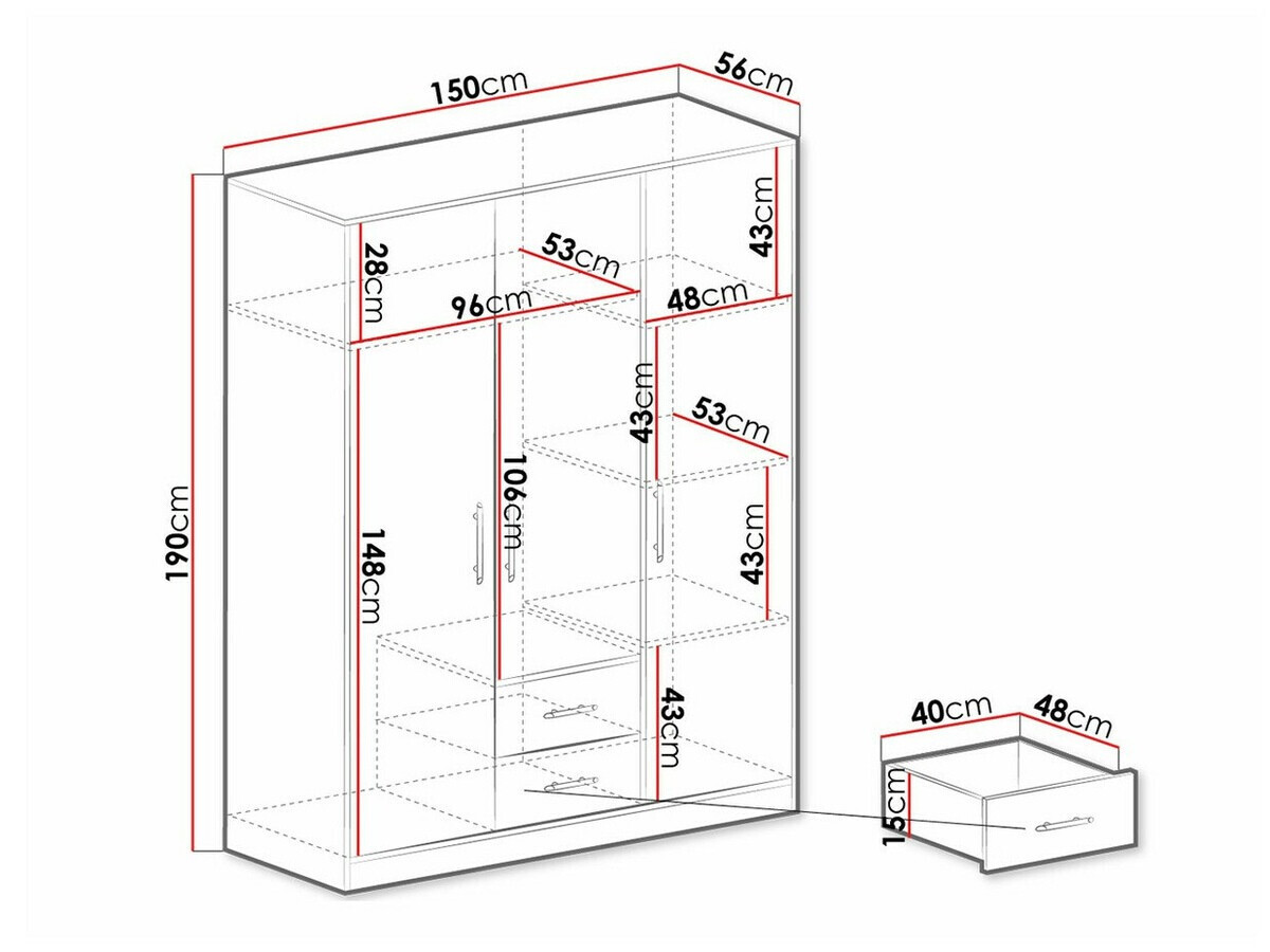 Kleiderschrank Cavmero 102 (Anthrazit)