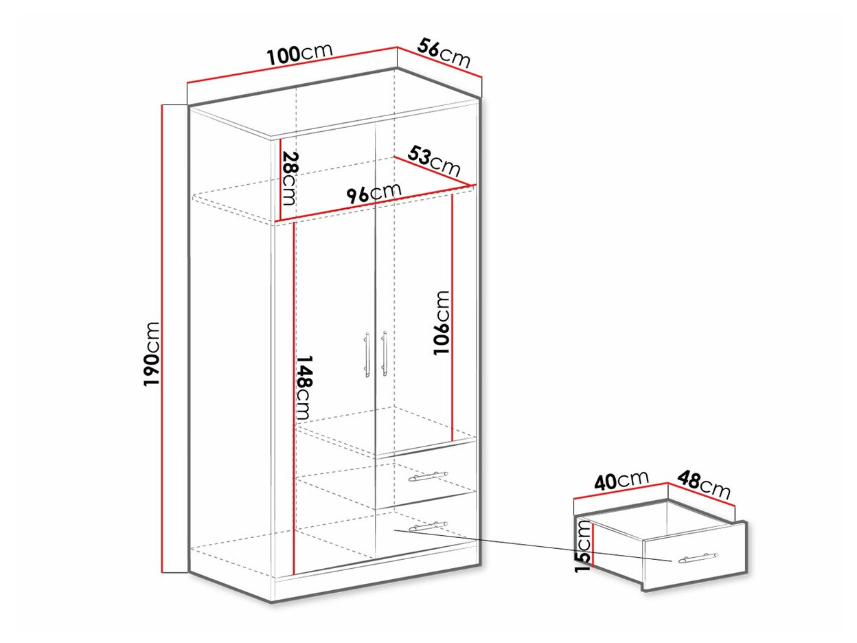 Kleiderschrank Cavmero 105 (Sonoma Eichenholzoptik + Weiß)