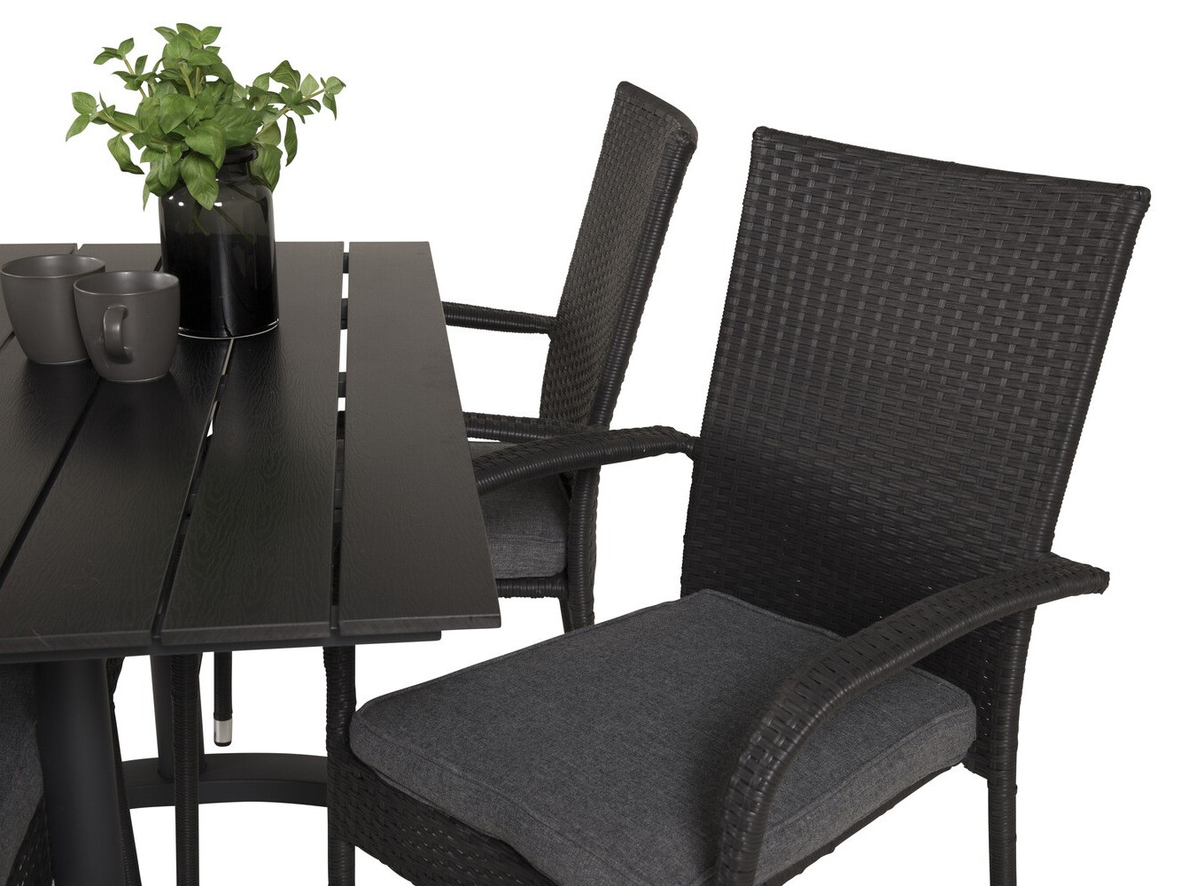 Tisch und Stühle Dallas 2209 (Schwarz + Grau)