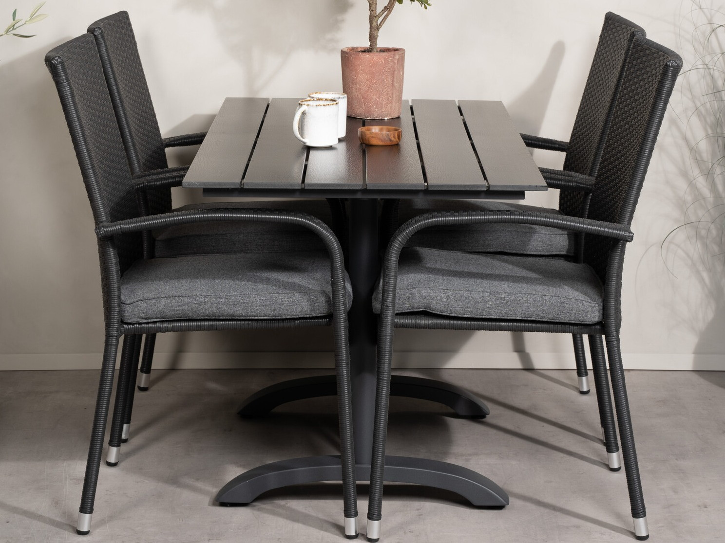 Tisch und Stühle Dallas 2209 (Schwarz + Grau)