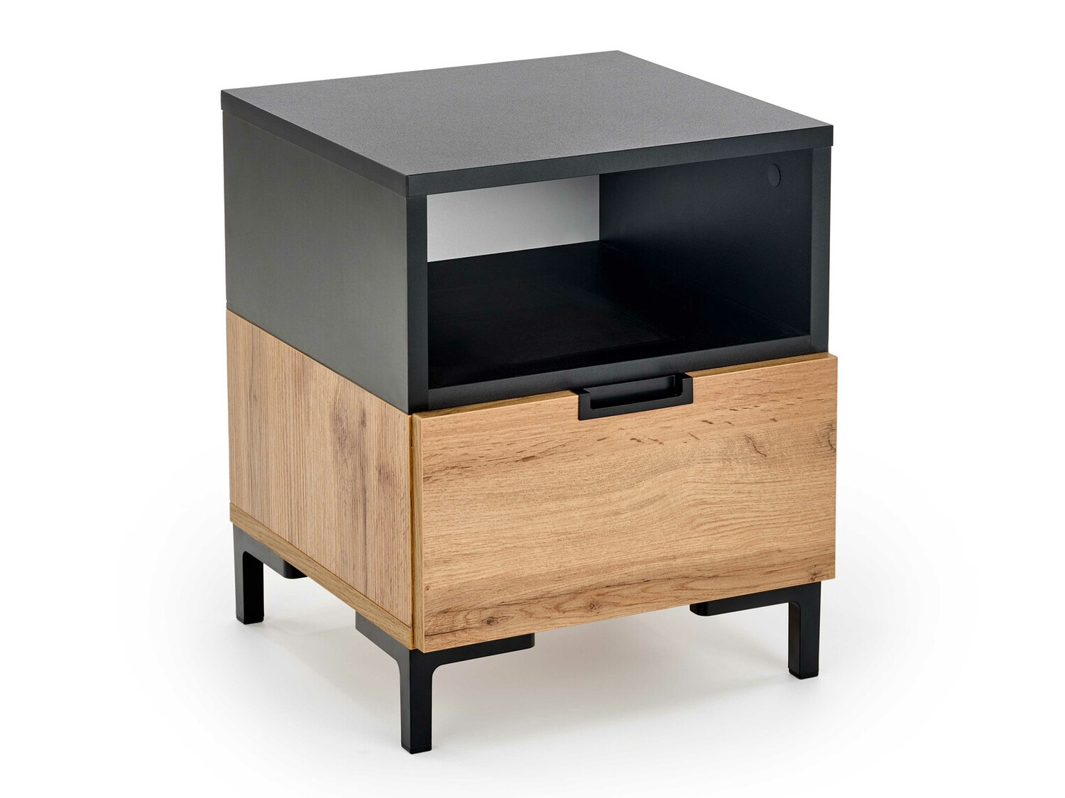 Nachttisch Houston 1225 (Schwarz + Wotan Eiche)