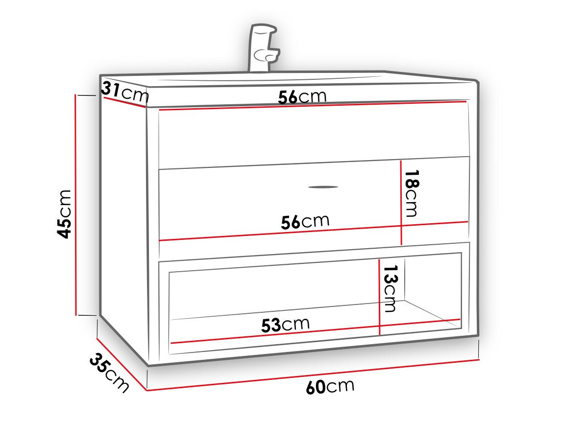 Hängeschrank für Waschbecken Velum (Artisan Eichenholzoptik + Schwarz)
