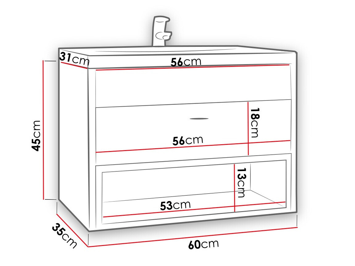 Hängeschrank für Waschbecken Velum (Weiß + Artisan Eichenholzoptik)