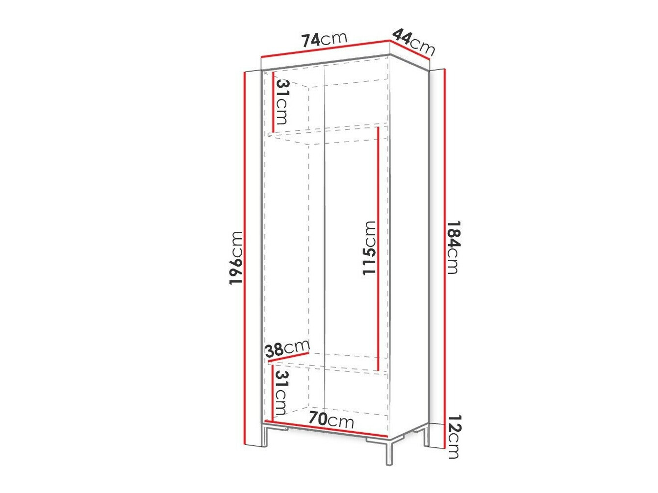 Kleiderschrank Nomal I (Weiß + Gold)
