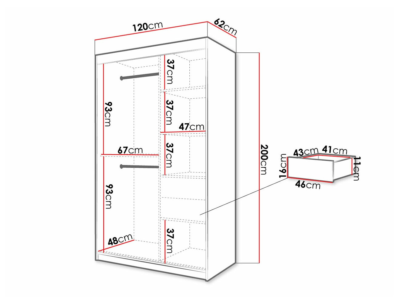Kleiderschrank Hartford 281 (Weiß)