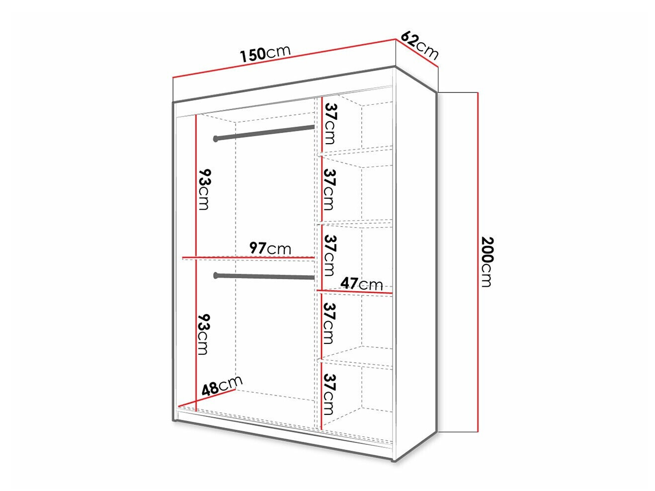 Kleiderschrank Hartford 282 (Weiß)