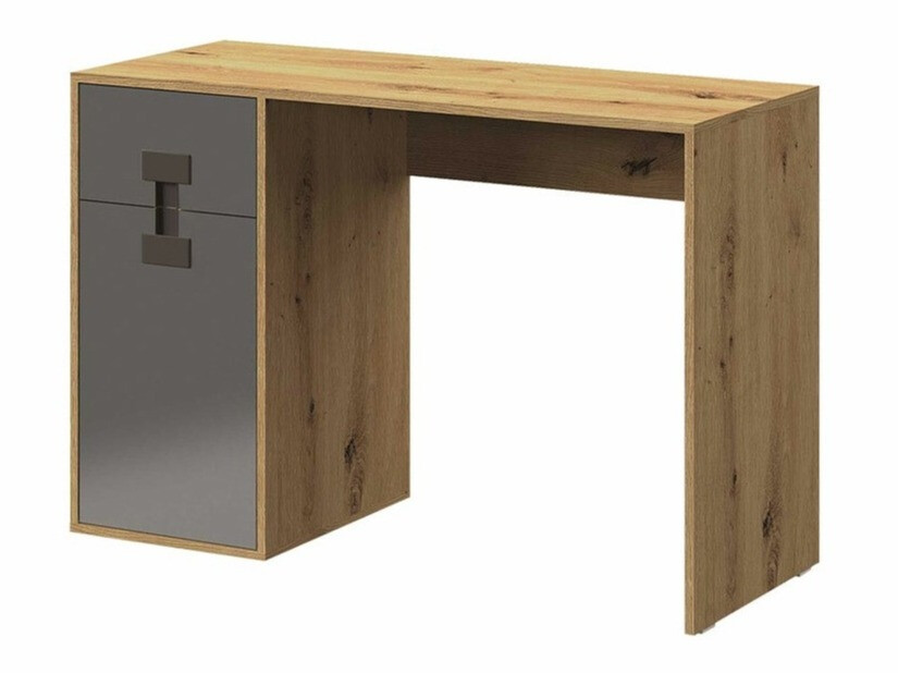 Bürotisch Florevi 100 (Glanzgrau + Artisan Eichenholzoptik)