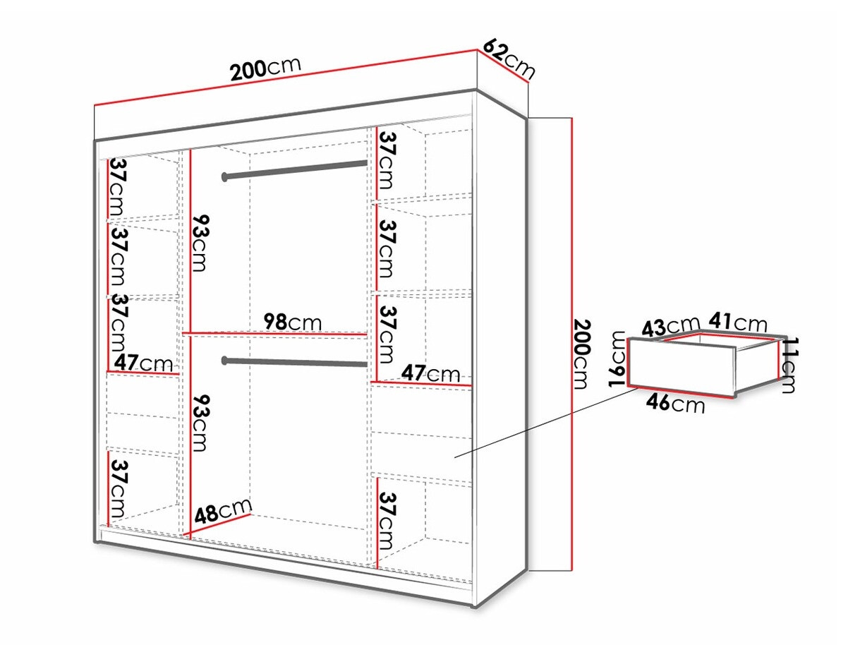 Kleiderschrank Hartford 290 (Artisan Eichenholzoptik + Schwarz)