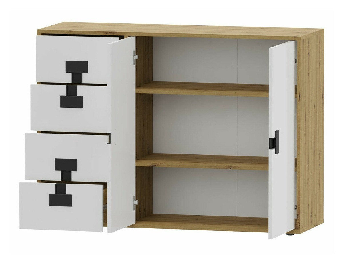 Kommoden Florevi 102 (Matt weiß + Artisan Eichenholzoptik)