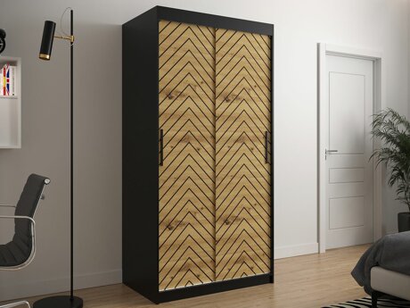 Kleiderschrank Hartford 306 (Schwarz + Artisan Eichenholzoptik)
