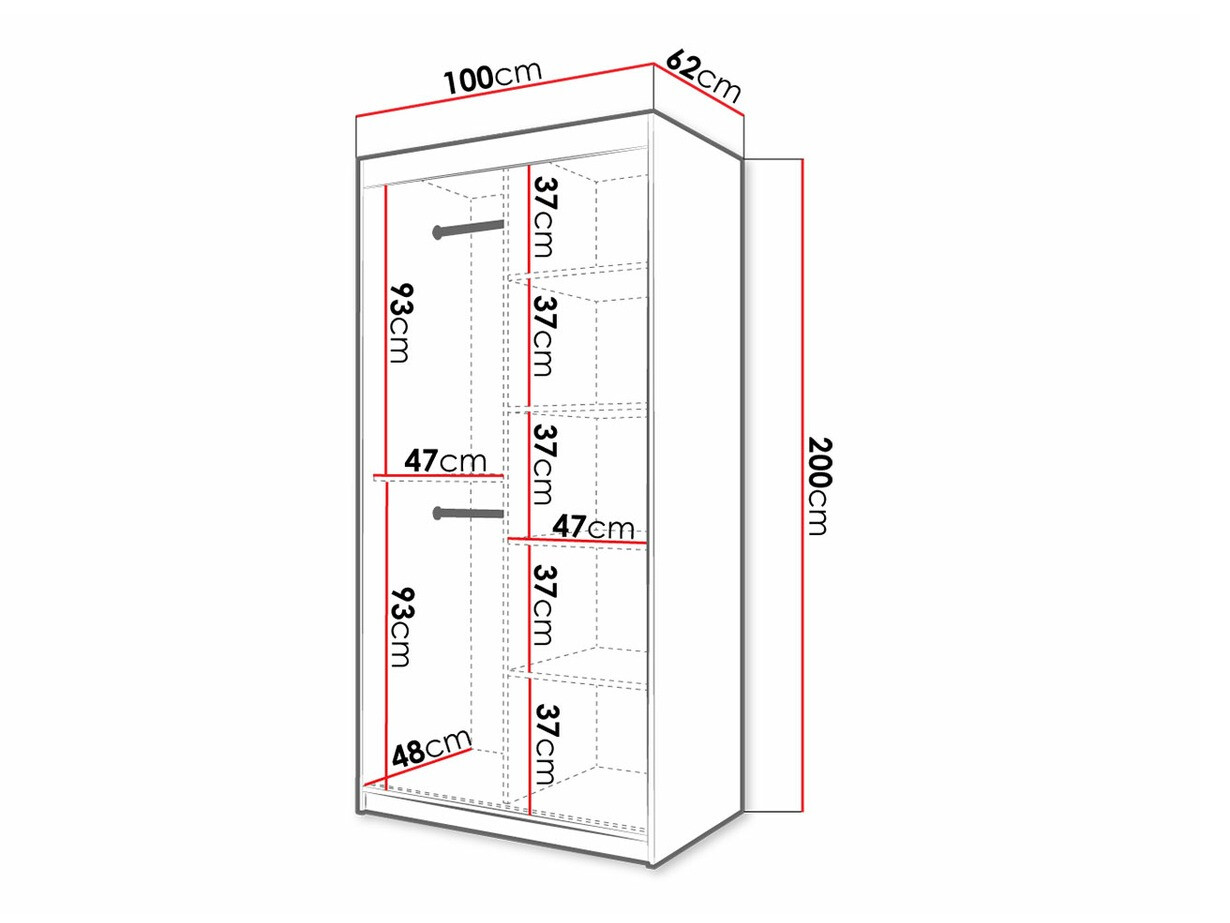 Kleiderschrank Hartford 307 (Weiß + Schwarz)