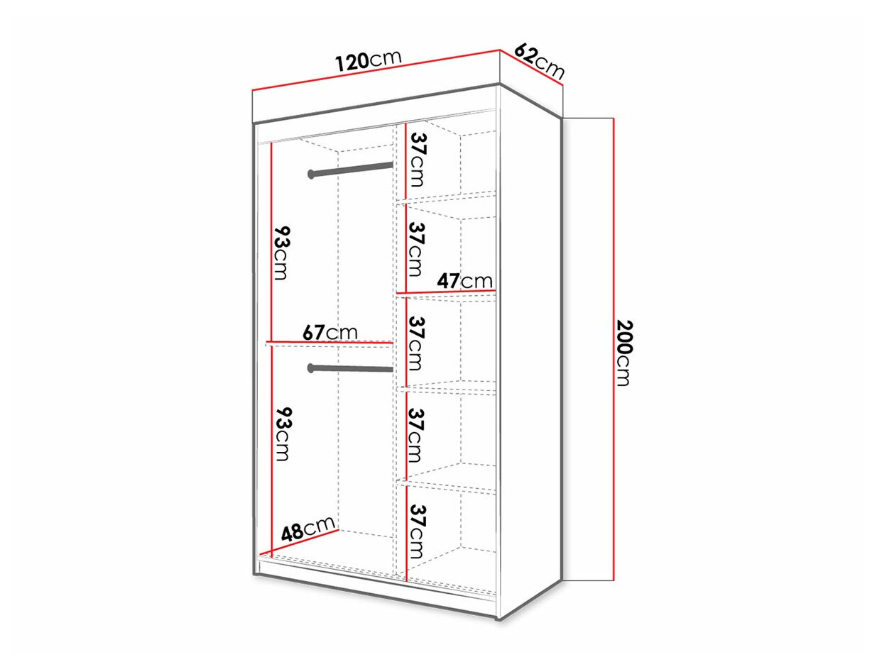 Kleiderschrank Hartford 308 (Schwarz + Artisan Eichenholzoptik)