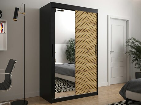 Kleiderschrank Hartford 309 (Schwarz + Artisan Eichenholzoptik)
