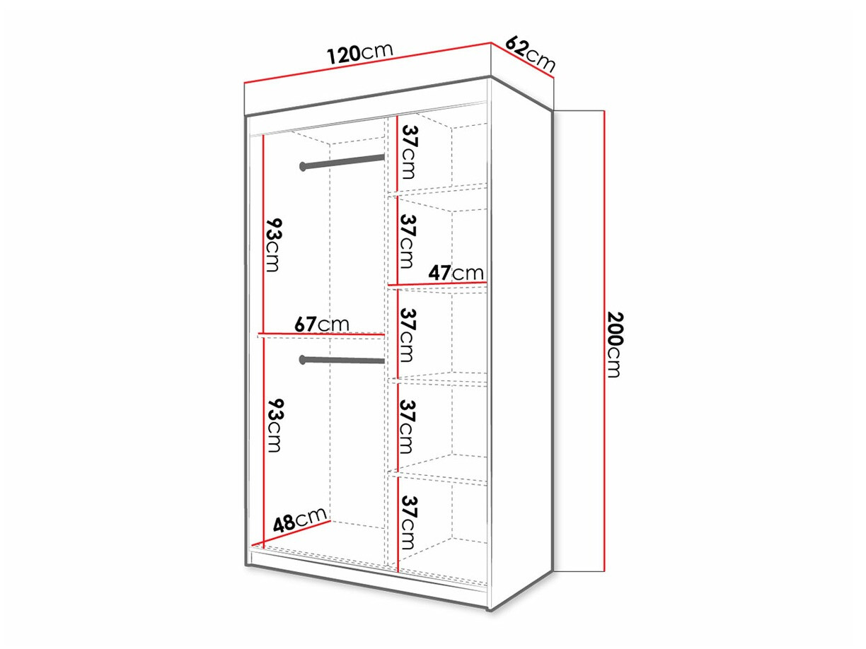 Kleiderschrank Hartford 309 (Schwarz + Artisan Eichenholzoptik)