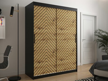 Kleiderschrank Hartford 310 (Schwarz + Artisan Eichenholzoptik)