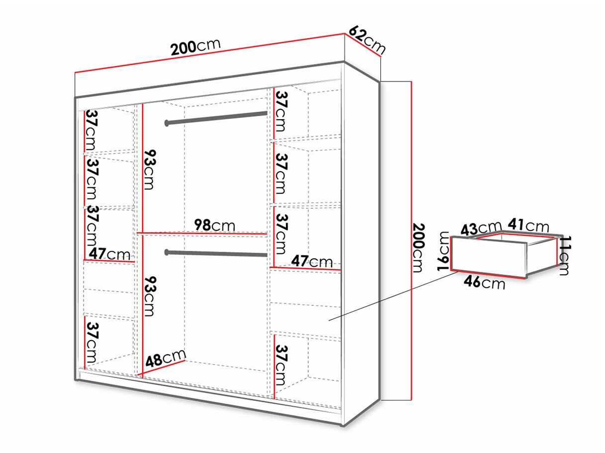 Kleiderschrank Hartford 315 (Weiß + Schwarz)