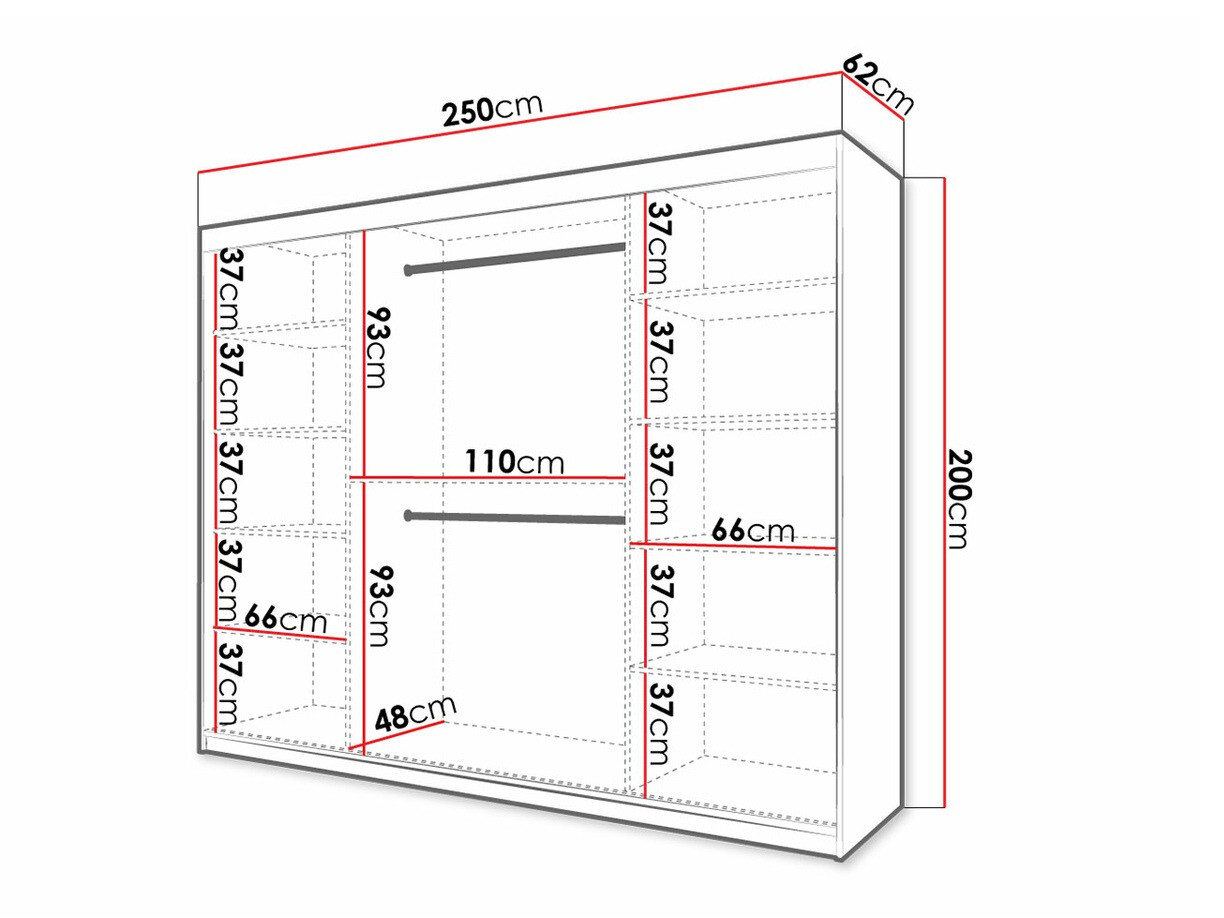 Kleiderschrank Hartford 317 (Schwarz + Artisan Eichenholzoptik)
