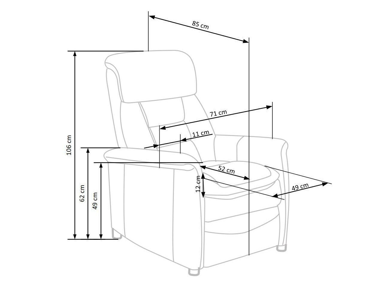 Sessel Liegesessel Houston 1030 (Grau)