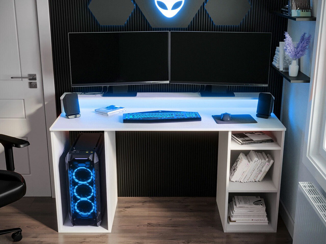 Gaming-Schreibtisch Lila (Weiß)