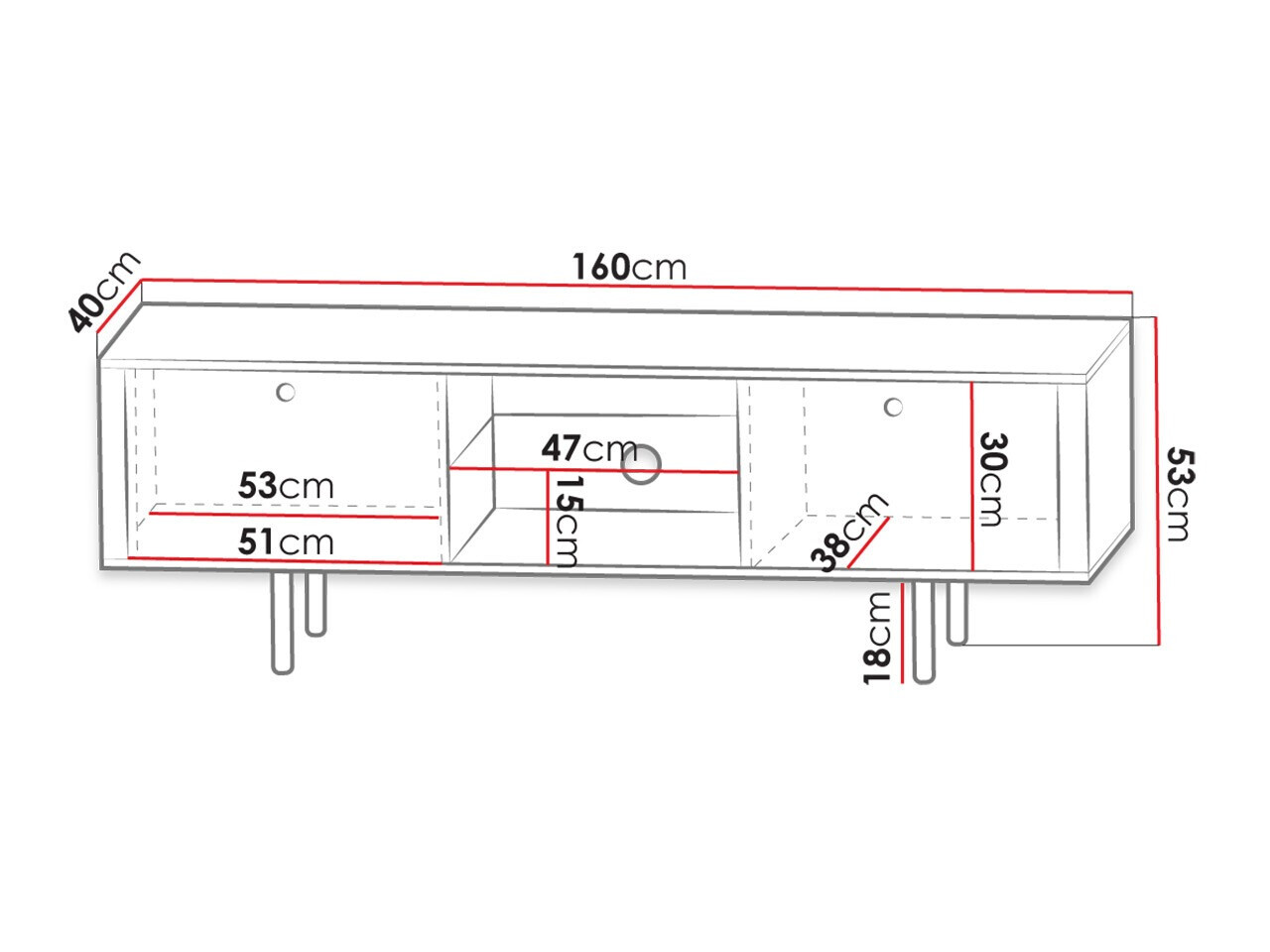 TV-Möbel Merced 110 (Schwarz + Schwarz glänzend)