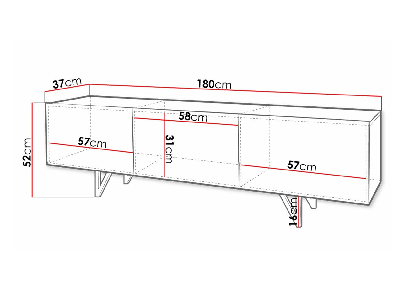 TV-Möbel Audis (Weiß + Weiß glänzend)