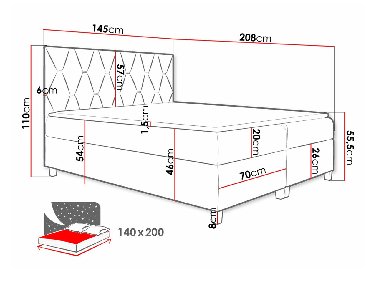 Boxspringbett Baltimore 176 (Fresh 1)