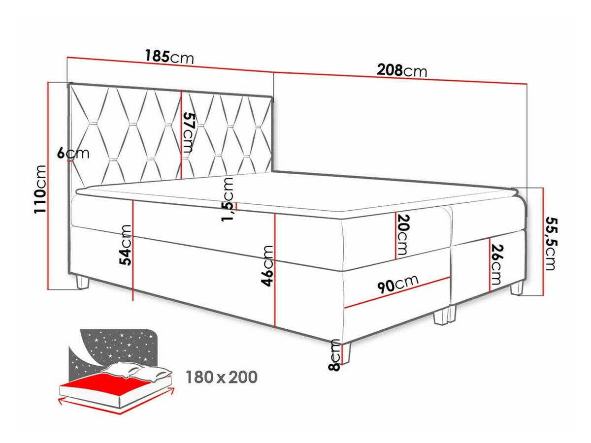 Boxspringbett Baltimore 176 (Fresh 37)