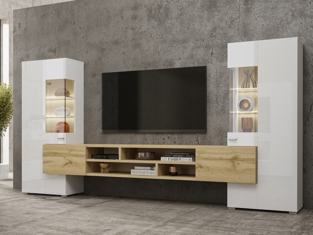 Wohnzimmer-Sets Mondalo 101 (Wotan Eiche + Weiß glänzend)