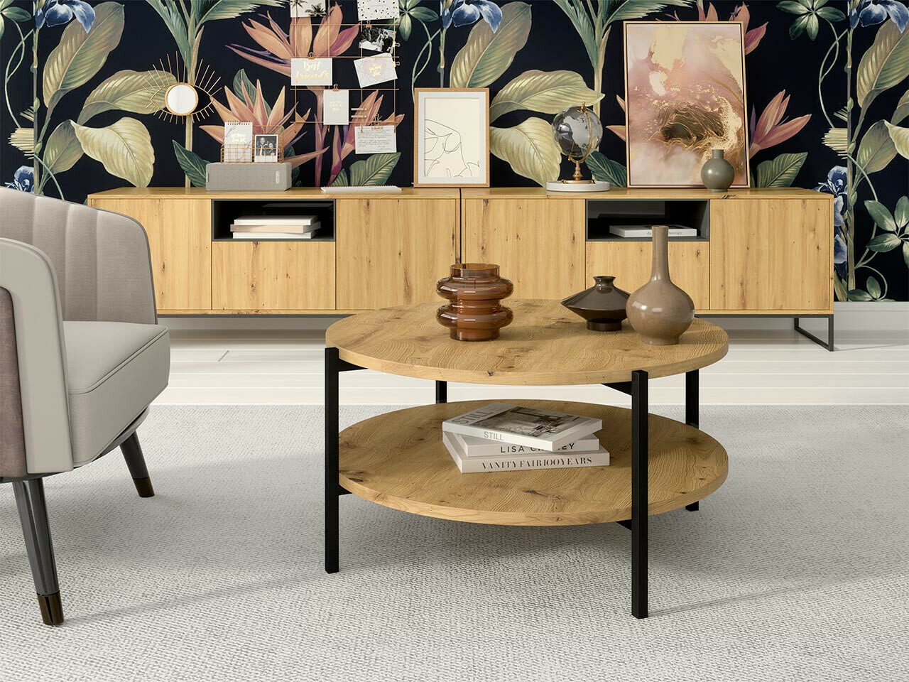 Couchtisch Providence 181 (Artisan Eichenholzoptik + Schwarz)