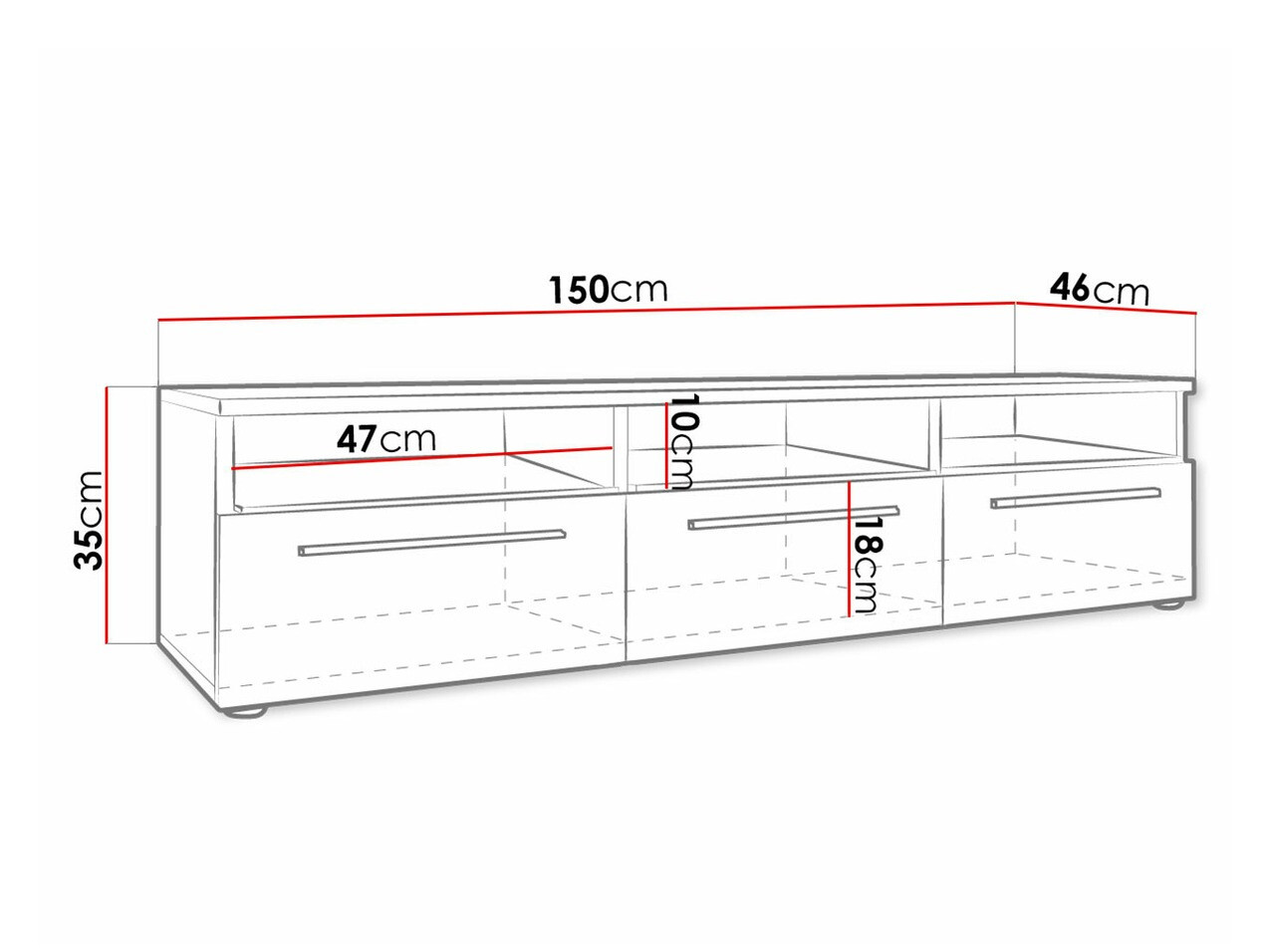 TV-Möbel Uva I (Weiß + Schwarz glänzend)
