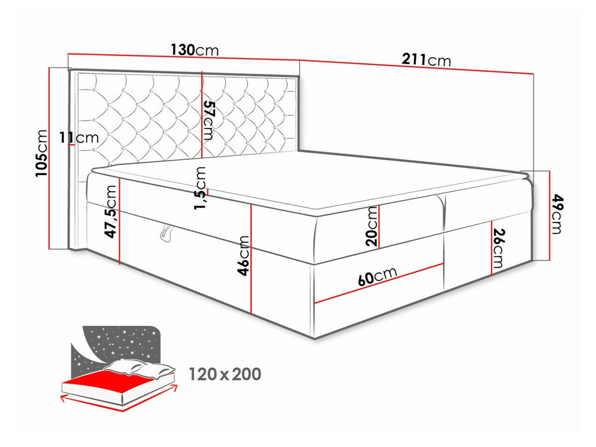 Boxspringbett Navis I (Wotan Eiche + Faro 5)