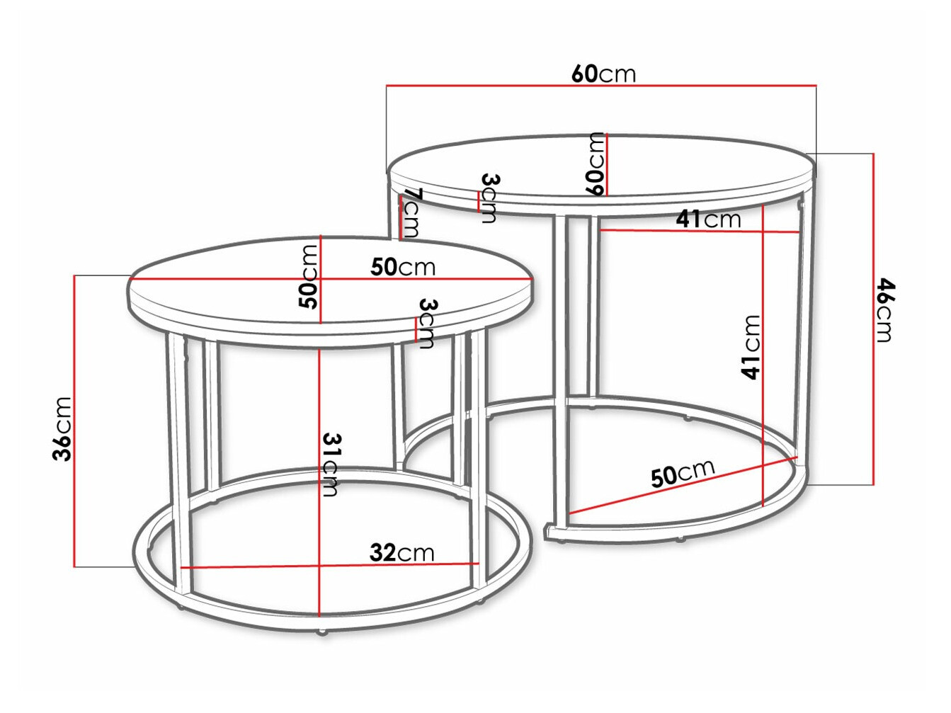 Couchtischset Richardson 116 (Schwarz + Schwarzer Marmor)