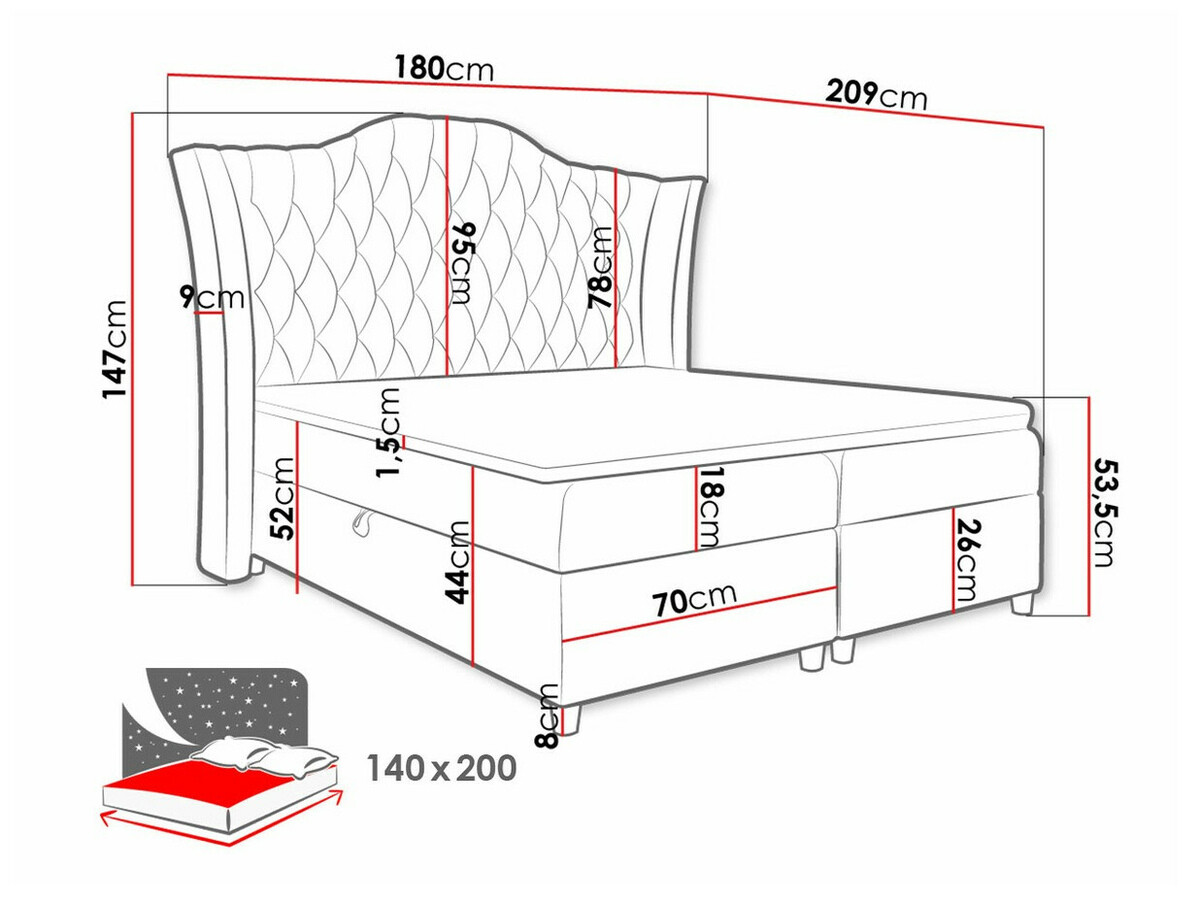 Boxspringbett Baltimore 183 (Fresh 4)