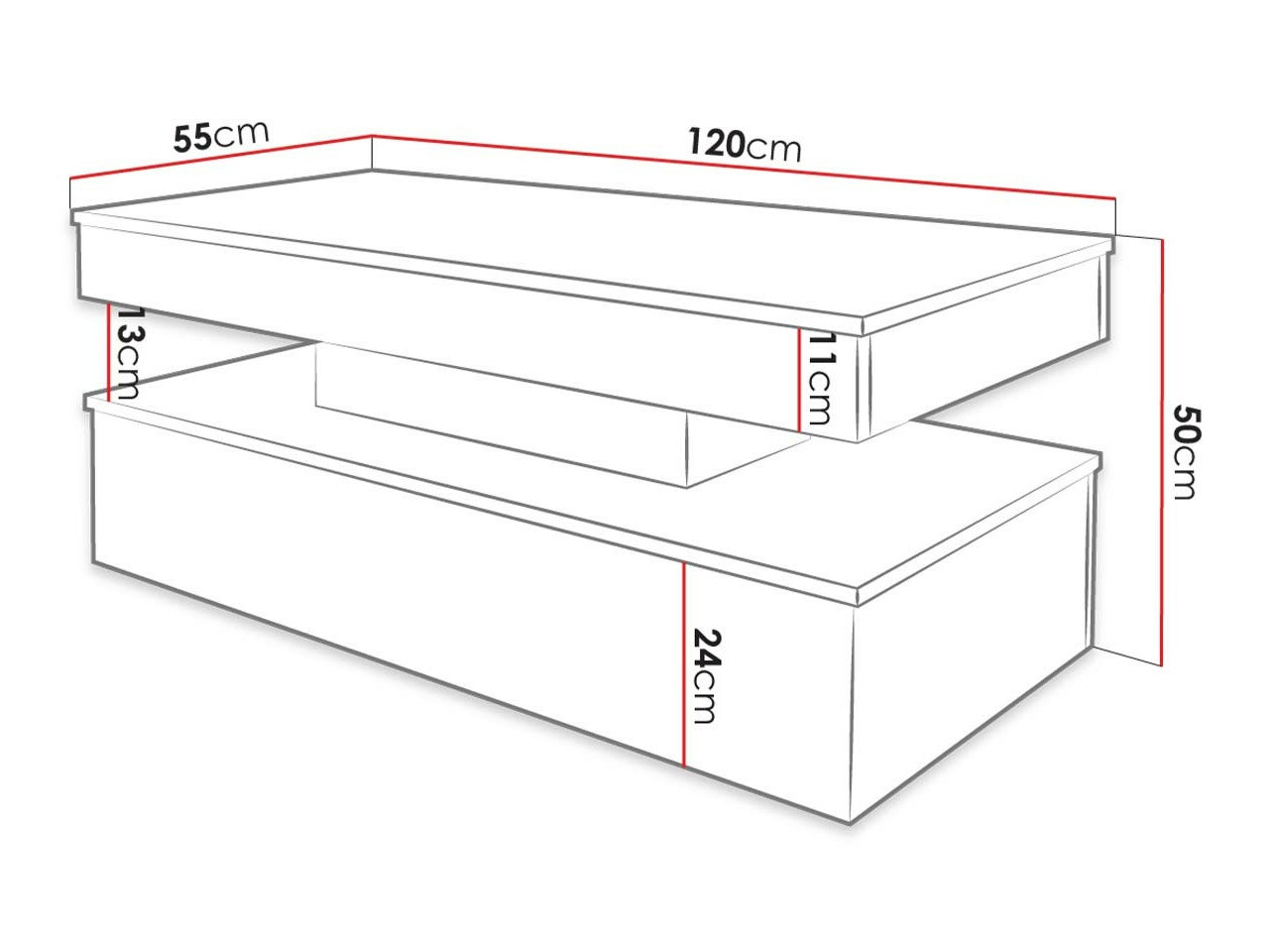 Couchtisch Monfero (Weiß + Weiß glänzend)