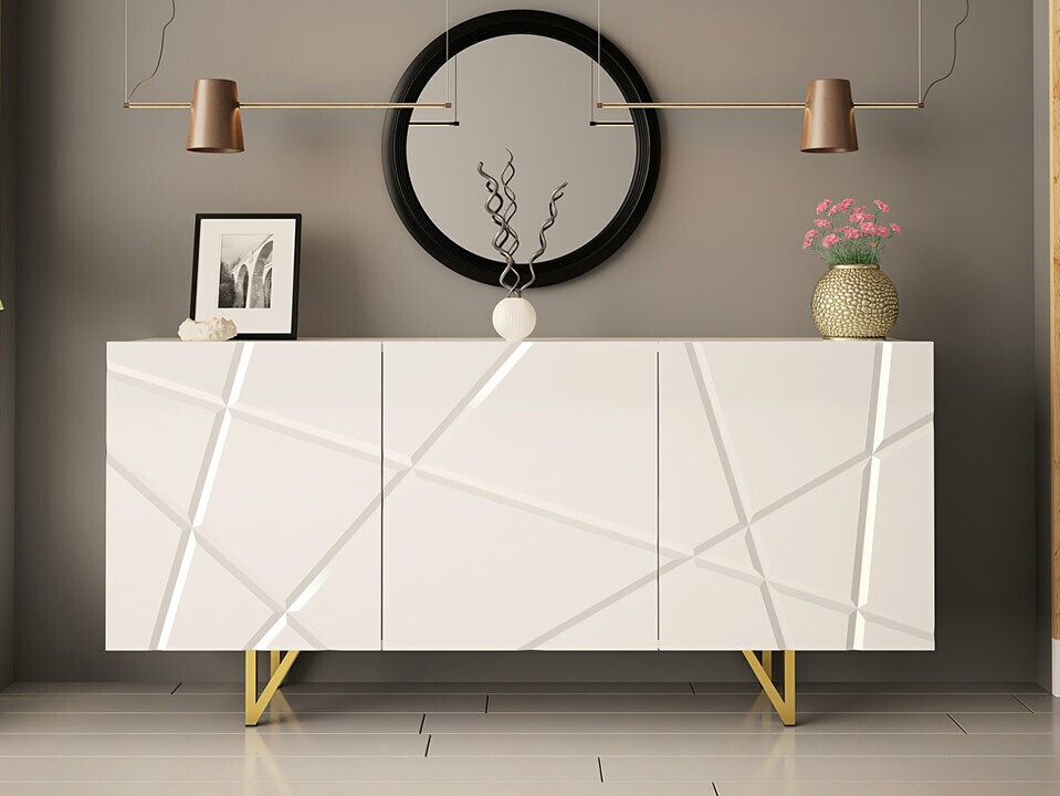 Sideboard Audis (Weiß + Weiß glänzend)