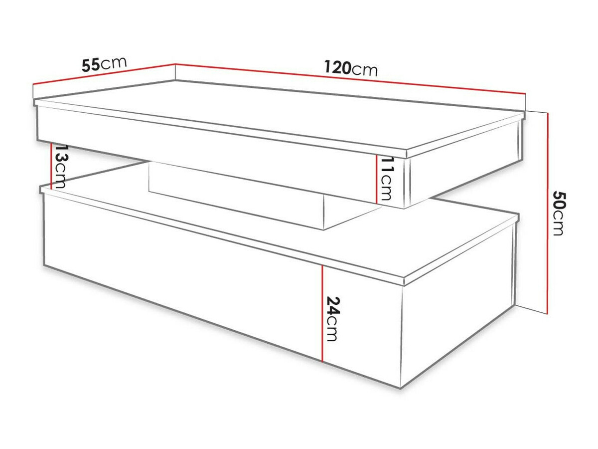 Couchtisch Monfero 100 (Schwarz + Schwarz glänzend)