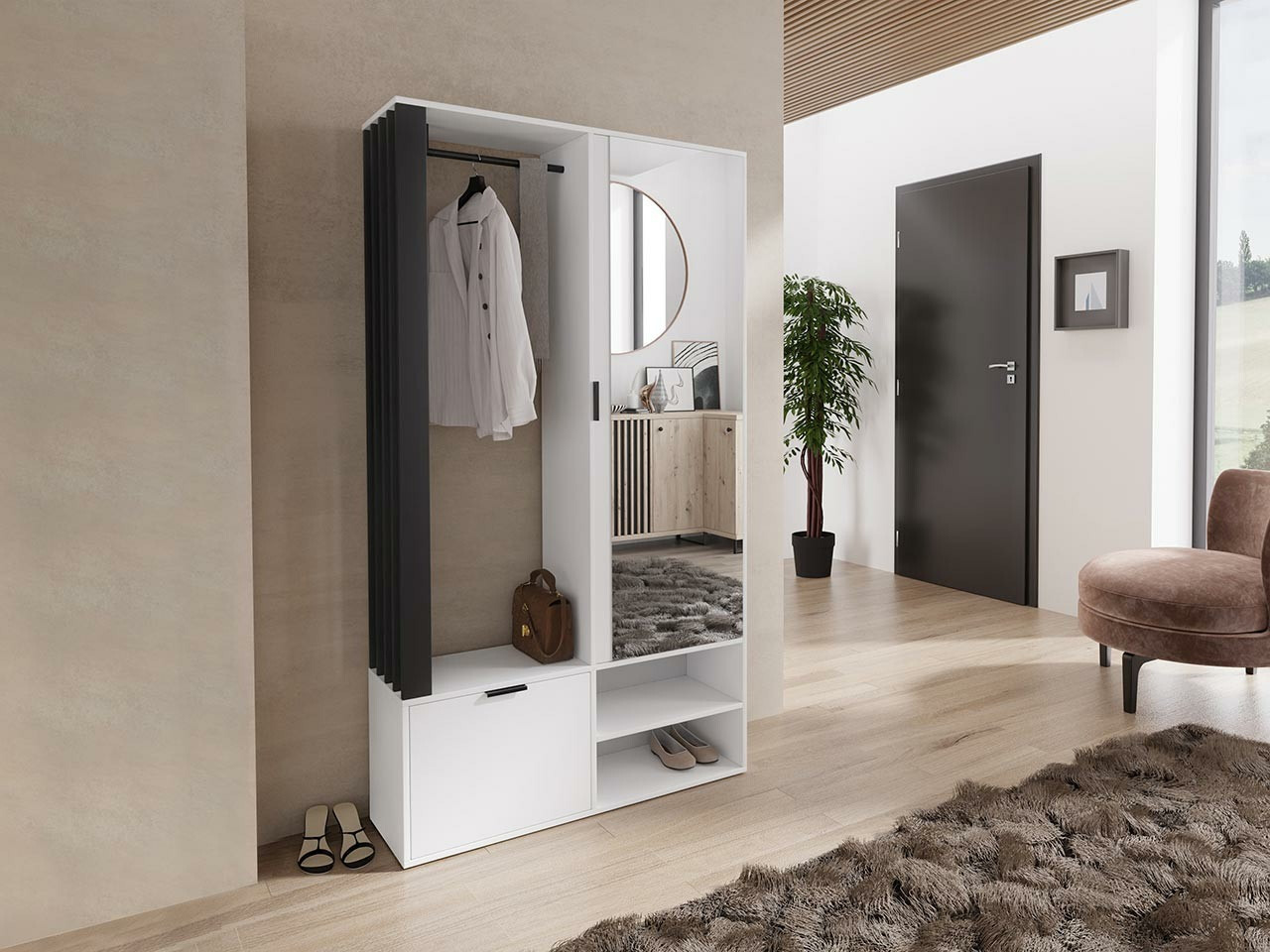 Flurgarnitur Stanton 145 (Weiß + Schwarz)